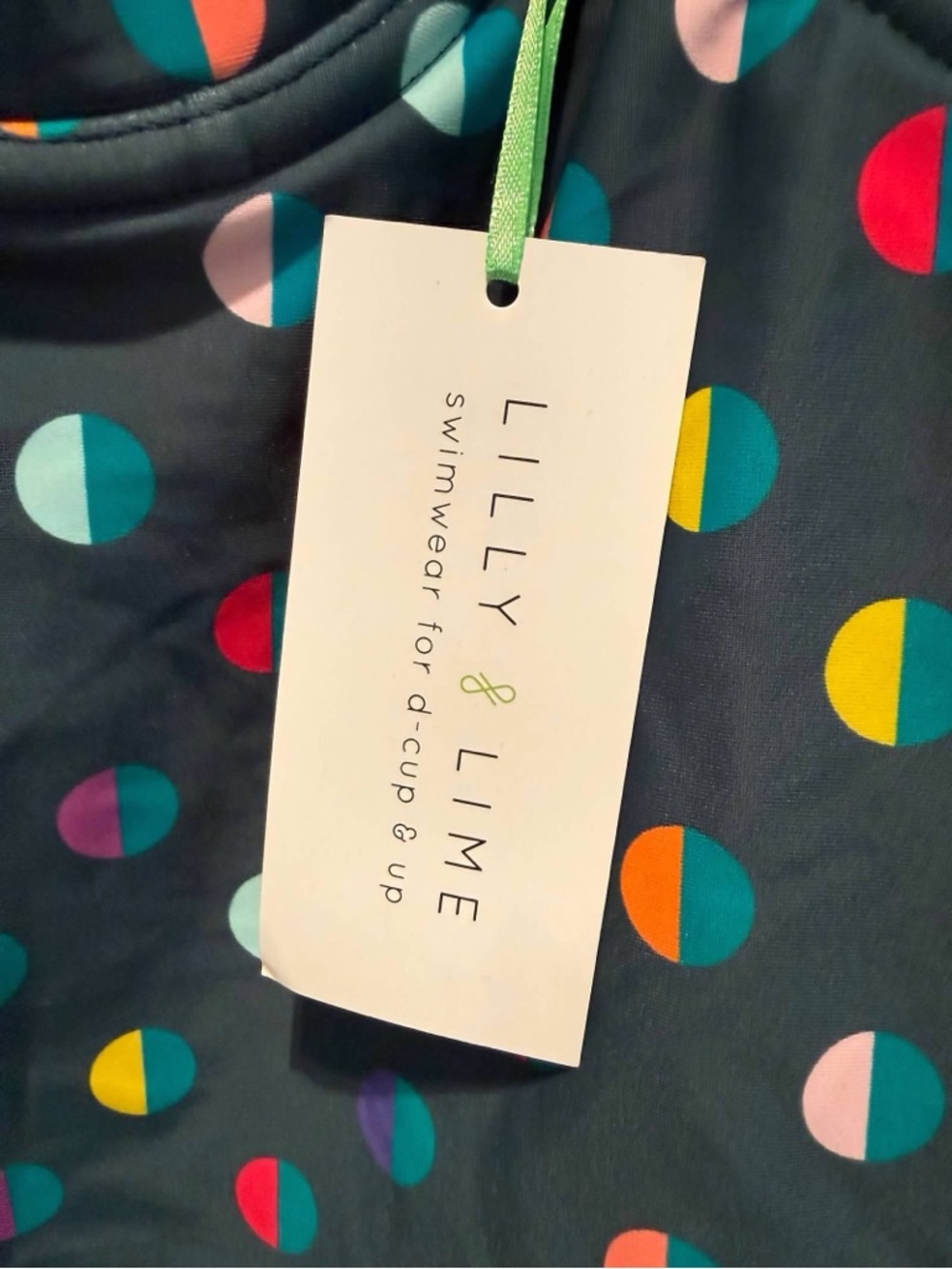 🌴✨ NWT Lilly & Lime Underwire Tankini Top | 34D | Polka Dot Swim Top - Picture 5 of 6